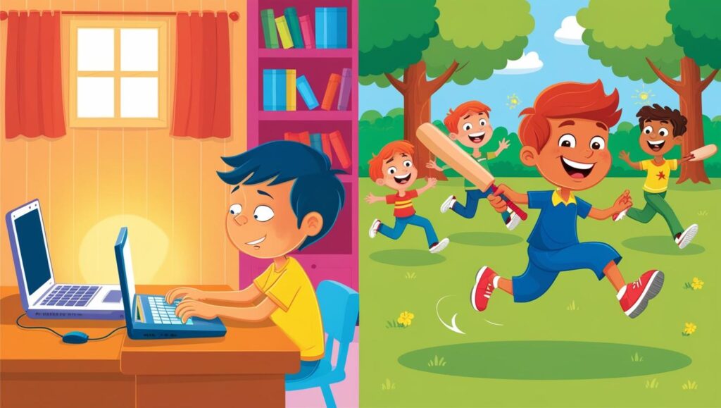 रवि और करण की कहानी से जानिए कि 'बाहर खेलो, स्वस्थ रहो' क्यों बच्चों के लिए जरूरी है। यह बाल कथा बच्चों को एक्टिव और खुशहाल जीवन की प्रेरणा देती है।